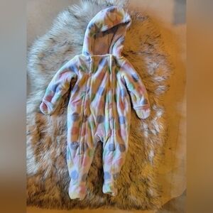 Cuddle Bear white w/ multicolor polka dots infant hooded bunting snowsui…